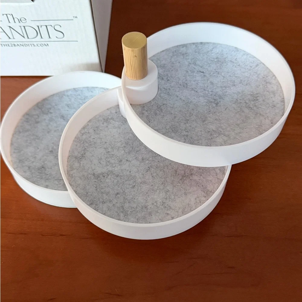 Elegant White and Gray Vanity Tray